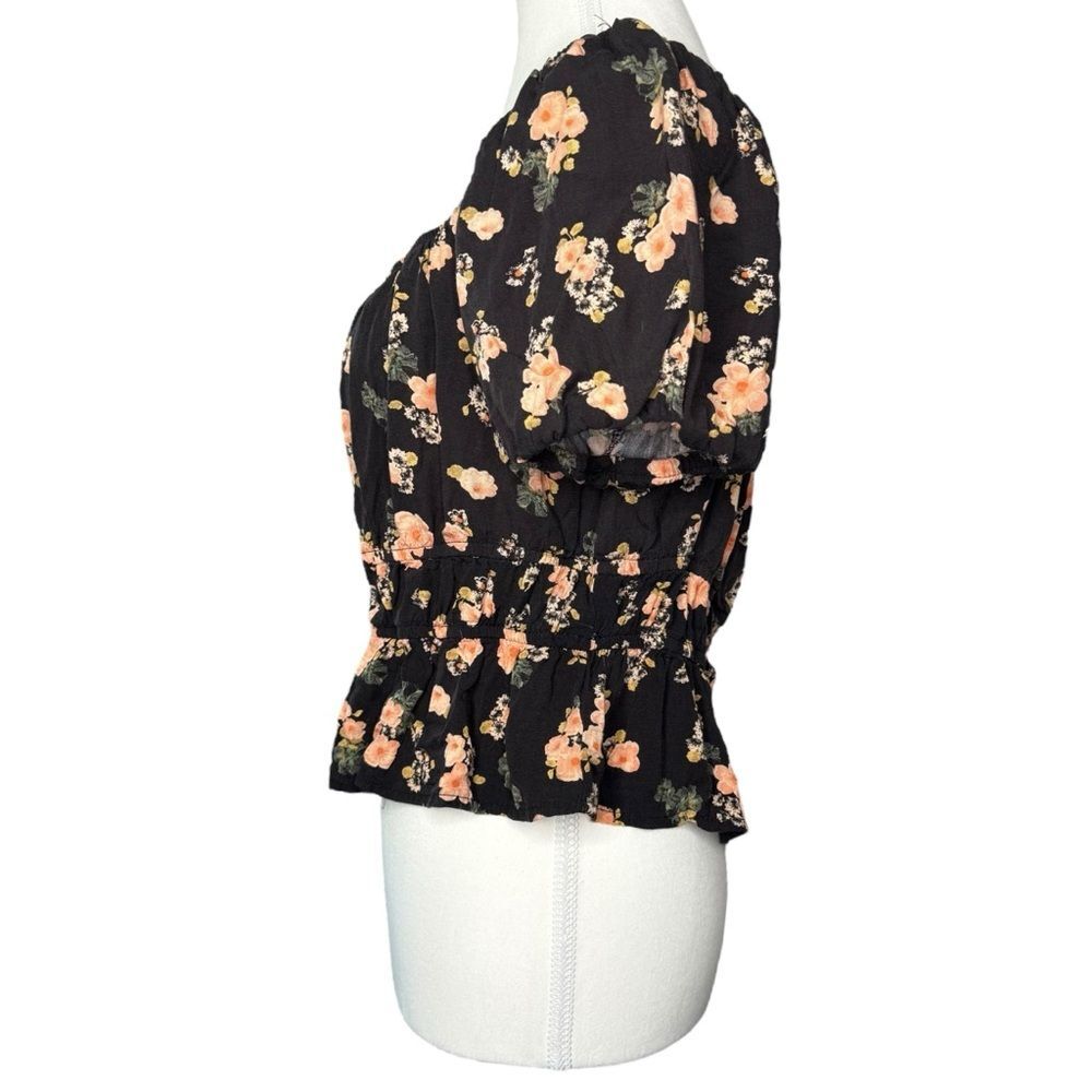▪️|EUC| SO Floral Peplum Puff Sleeve Square Neck Crop Top - Picture 4 of 6